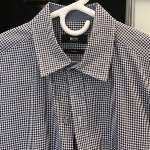 Hugo Boss Blue Casual Button Down Shirt with Classic Appeal